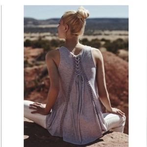 Anthropologie Akemi + Kin Lace Up Swing Tank, Marled Gray
